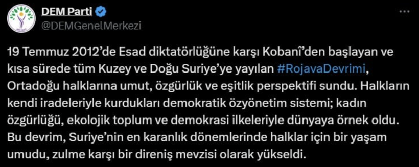 DEM Parti Açıklaması